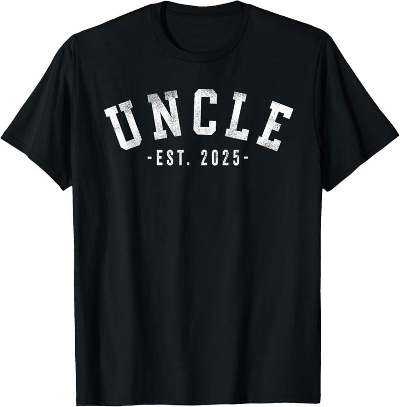 100% Cotton Uncle 2025 Uncle To Be New Uncle Gifts Classic Bold Font T-Shirt