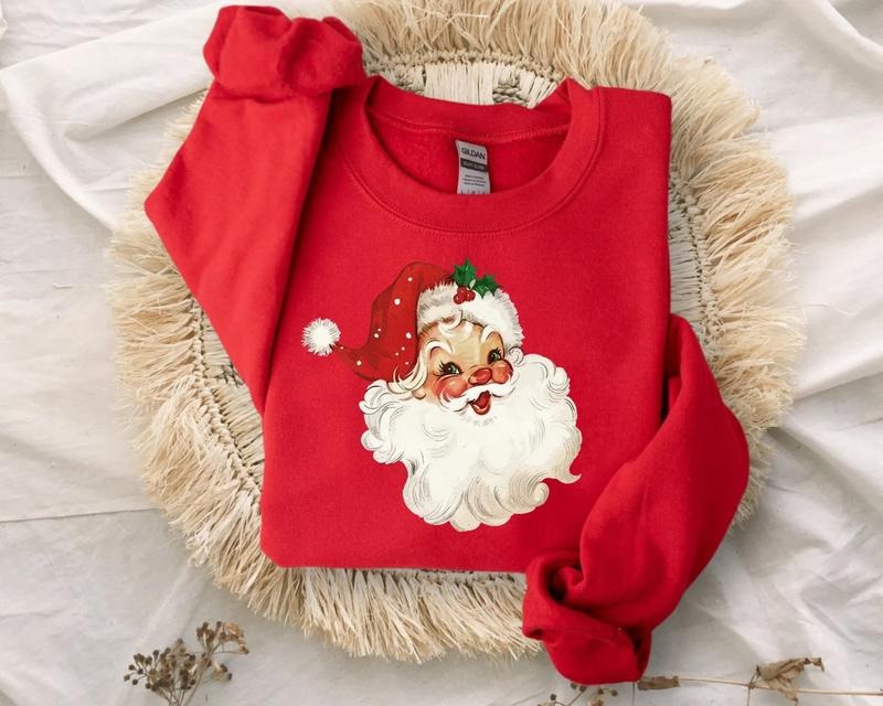 Retro Santa Sweatshirt, Vintage Santa Sweatshirt, Retro Christmas Santa, Holiday Clothing Women, Christmas Sweatshirt for Woman, Holiday Shirt, Trendy Xmas Shirt, Santa Shirt