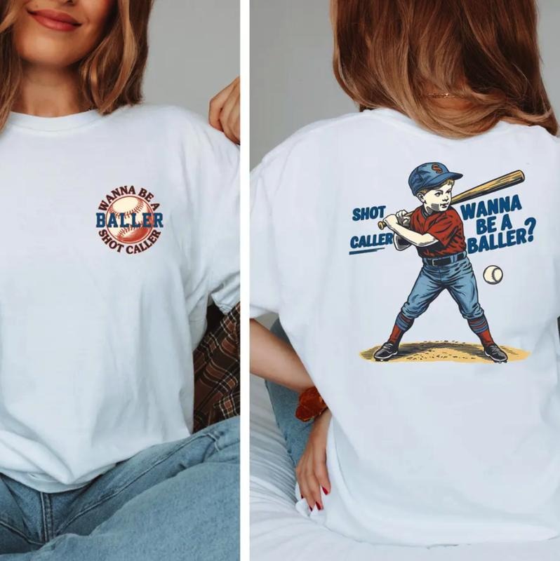 Vintage Wanna Be A Baller Baseball Shirt, Shot Caller Baseball TShirt, Retro Baseball Tee, Game Day Shirt Top Womenswear