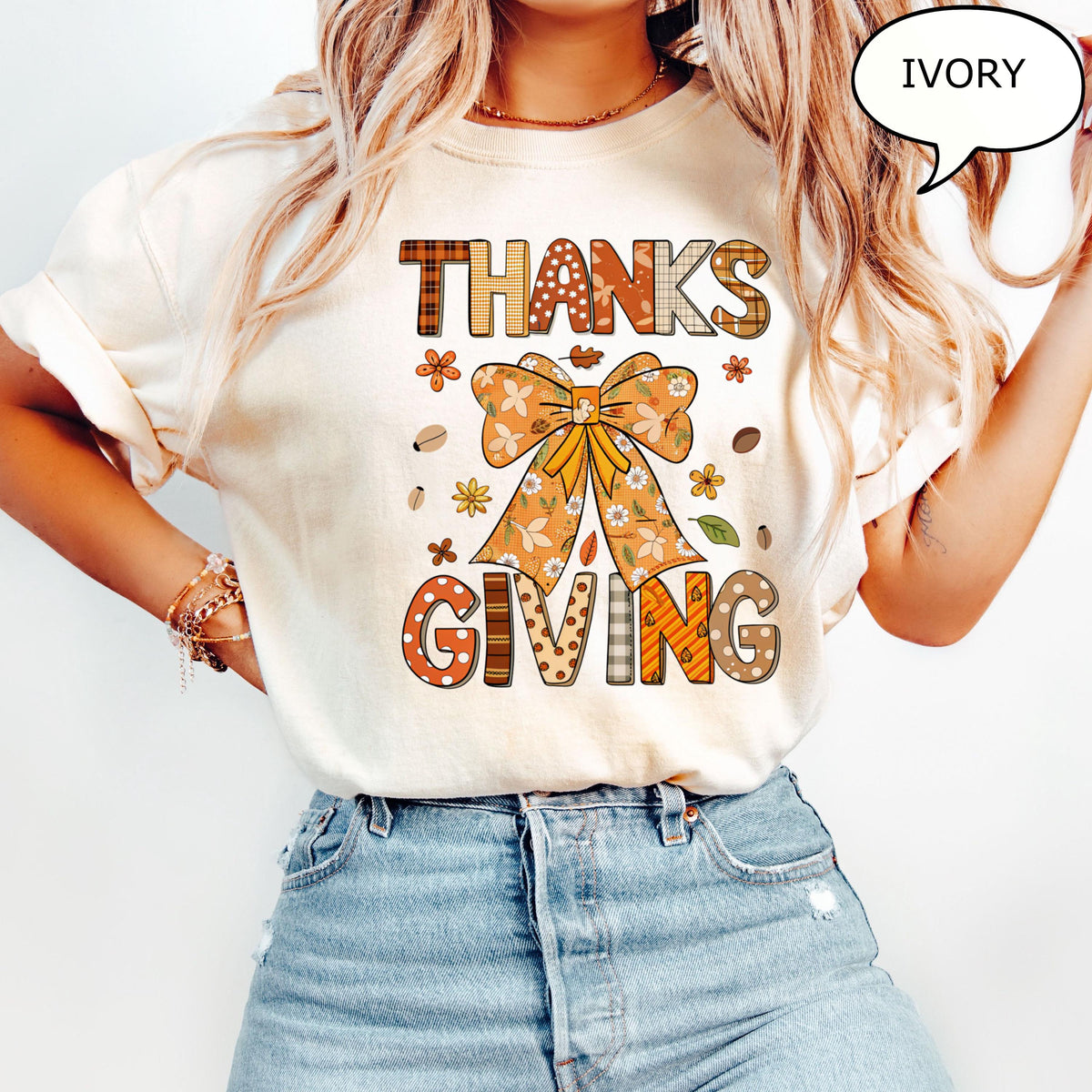 Comfort Colors Coquette Bow Thanksgiving Autumn Fall Thanksgiving Thankful Thanksgiving (1)