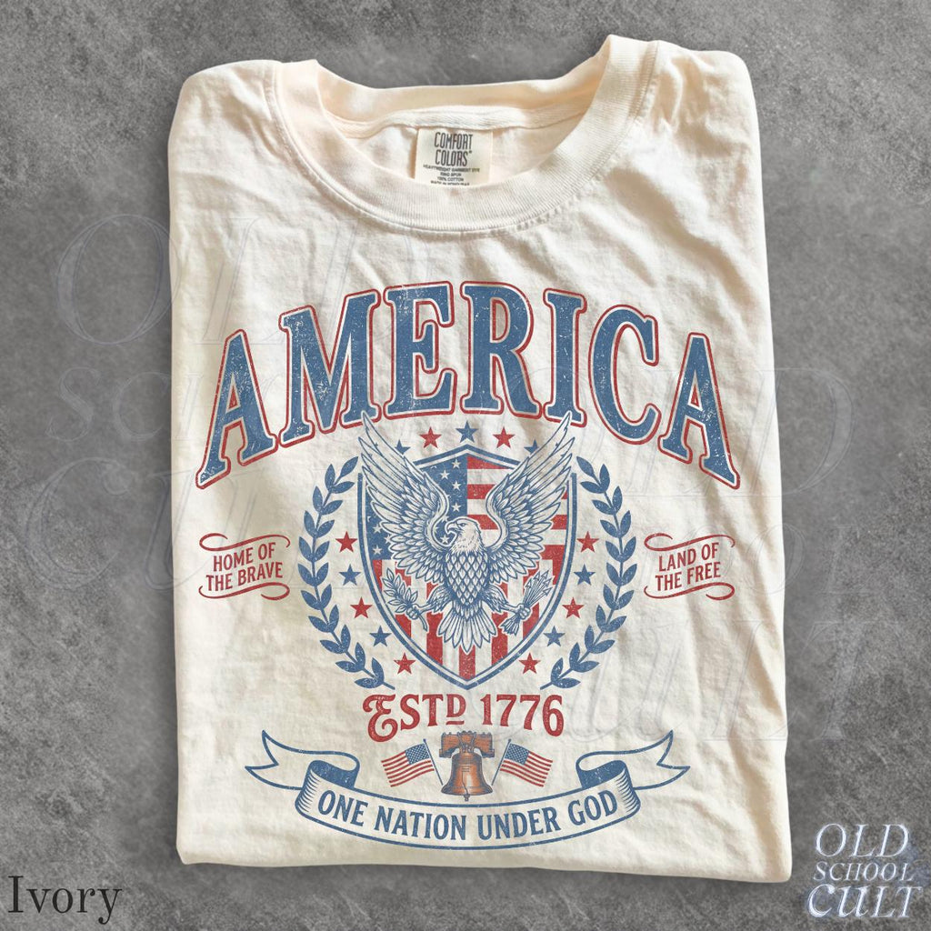Vintage America Patriotic Eagle Usa Independence Day Tee Fourth July Nation Under God Retro Usa (1)