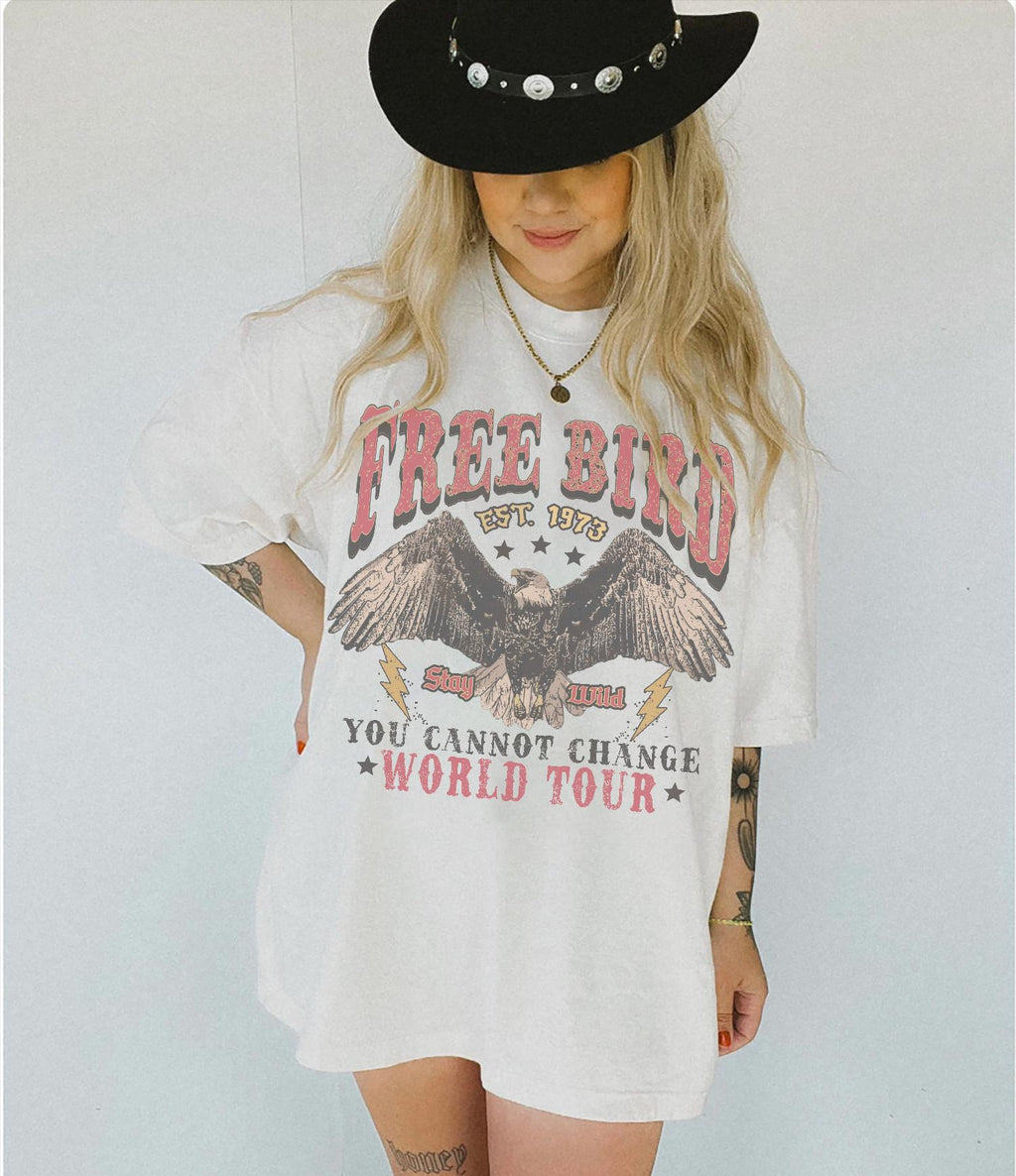 70s Rock Free Bird Comfort Colors Band Old School Band Retro Music Rock Band Tee (1)
