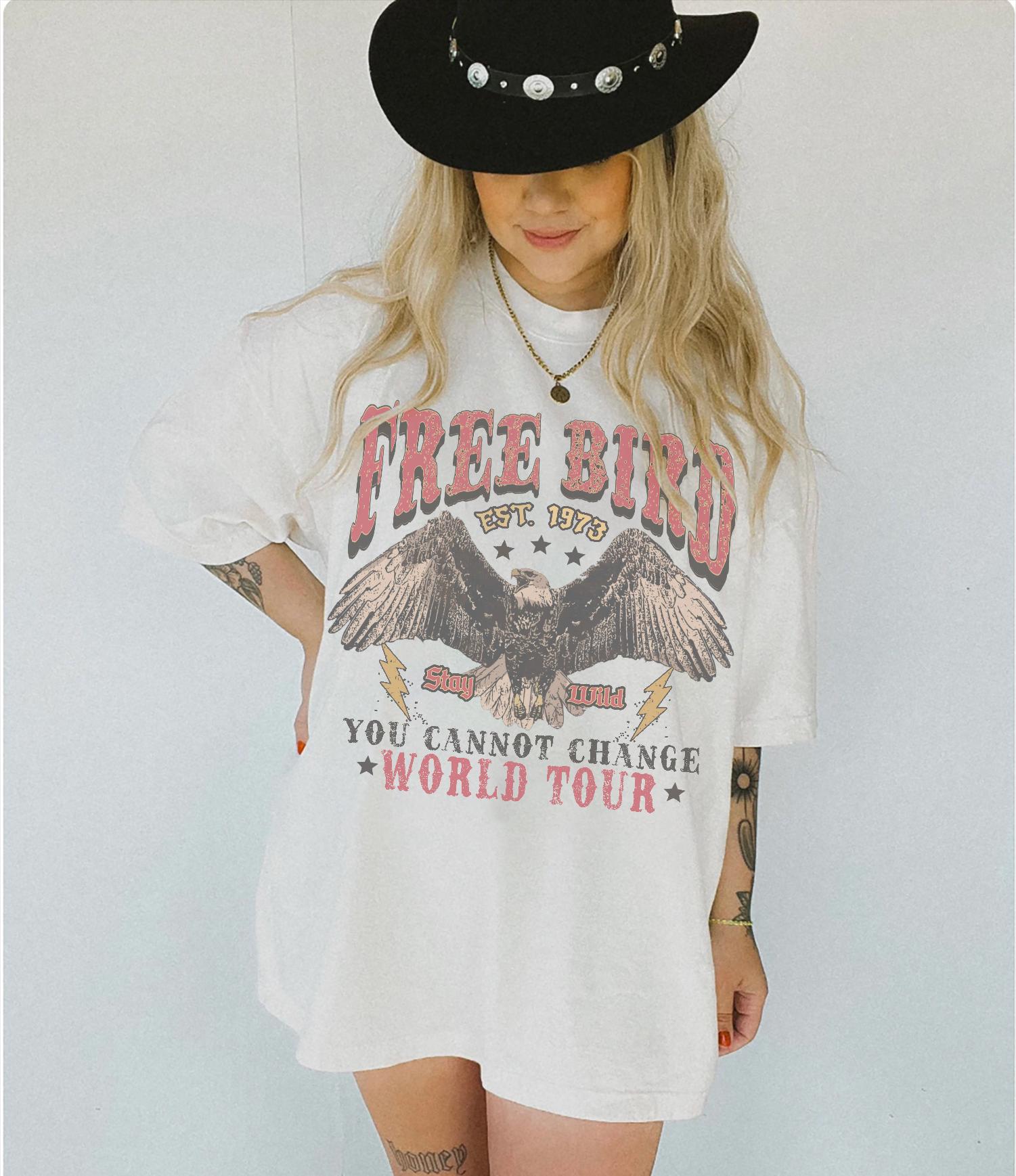 70s Rock Free Bird Comfort Colors Band Old School Band Retro Music Rock Band Tee (1)
