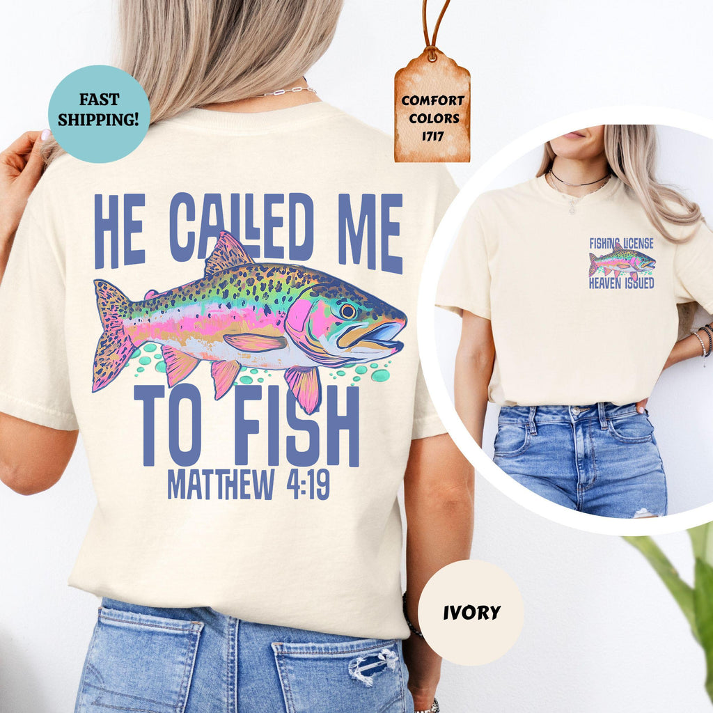 Comfort Colors Called Fish Christian Faith-Based Fishing Christian Summer Fishing Lover Scripture Tee (1)