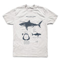 White Shark Anatomy Hand-Drawn Biology Diagram Screen Printed Ringspun (1)