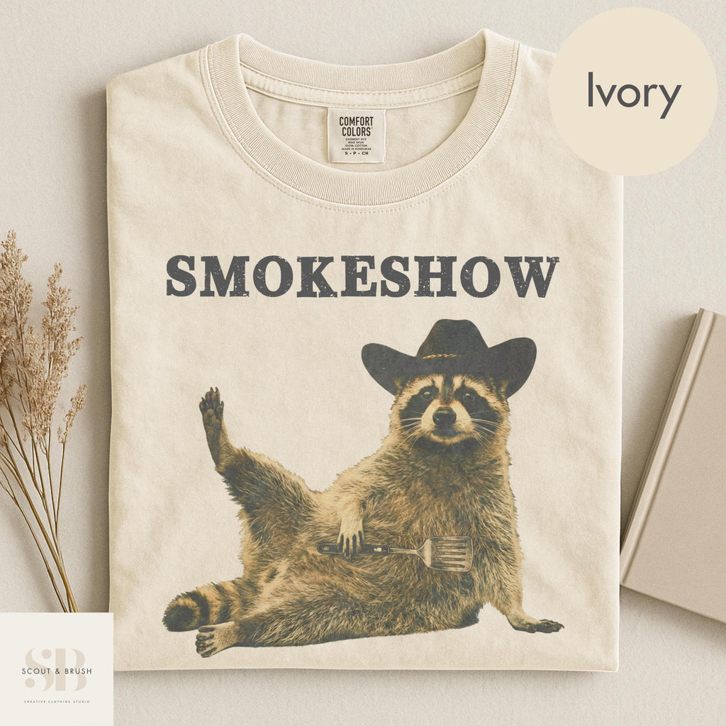 Comfort Colors Cowboy Raccoon Animal Meme Bbq Grill Raccoon Tee Silly Novelty (1)