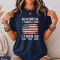 Custom America Turns 250 Turn 50 Birthday Patriotic Usa 1776-2026 Tee 50th Milestone Birthday (1)