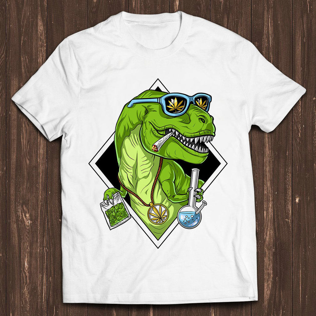T-Rex Dinosaur Stoner Cannabis Marijuana Jurassic Movie Music Meme Tee C1027 (1)