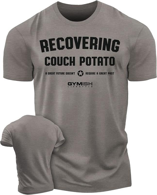 030. Recovering Couch Potato Funny Motivational Workout Gym T-Shirt for Men Hoodie, Sweatshirt | HypeDripTees.com