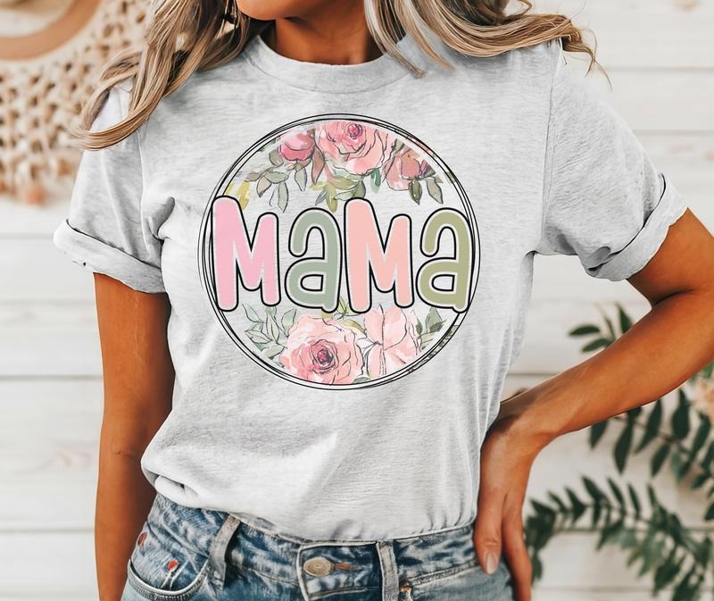 #036 - Mama Floral Flower - Print Unisex Crew neck Tee Shirt - Shirt Hoodie, Sweatshirt | HypeDripTees.com