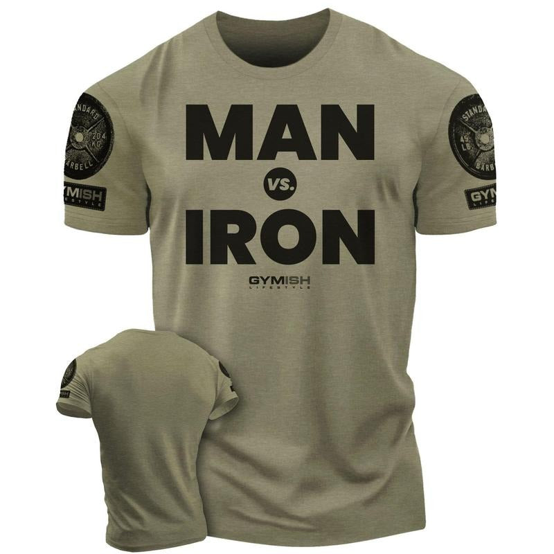 042. Man Vs. Iron Funny Motivational Workout Gym T-Shirt for Men Hoodie, Sweatshirt | HypeDripTees.com