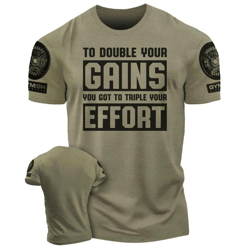 053. Double Your Gains Funny Motivational Workout Gym T-Shirt for Men Hoodie, Sweatshirt | HypeDripTees.com