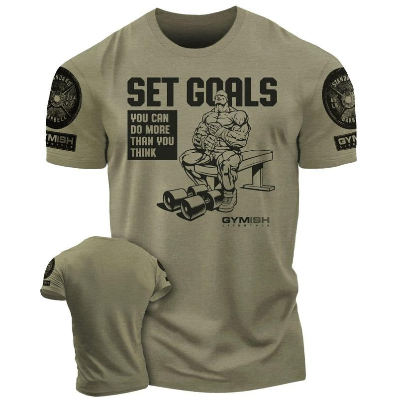 071. SET GOALS Funny Workout Gym T-Shirt for Men Hoodie, Sweatshirt | HypeDripTees.com