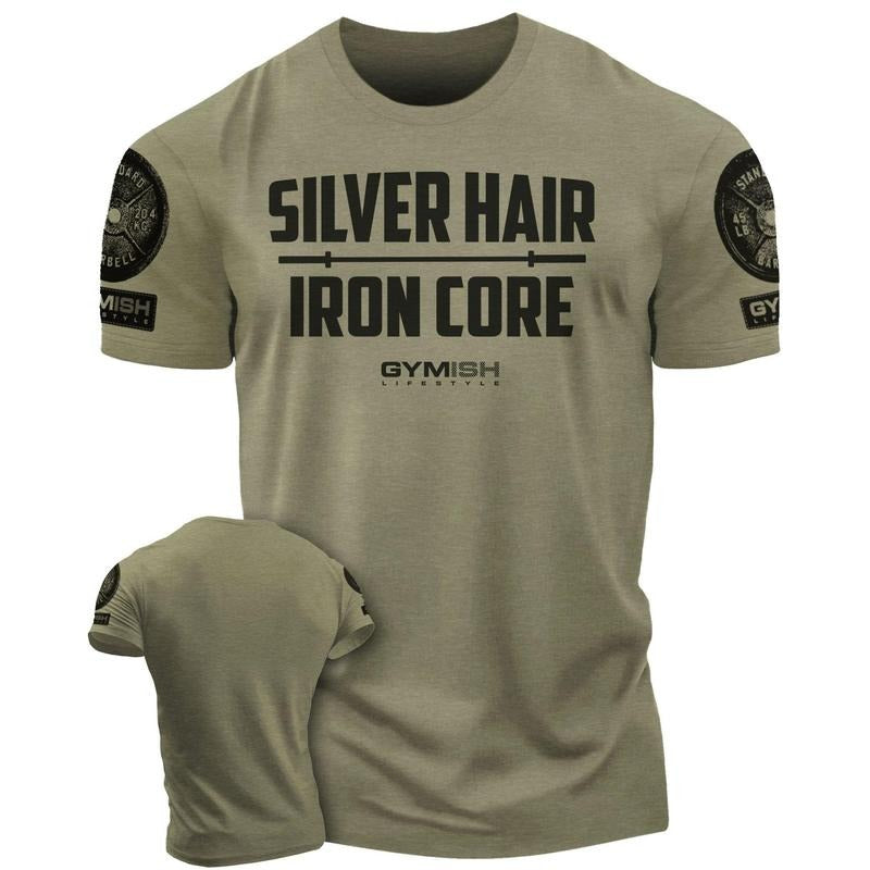 083. Silver Hair Iron Core Funny Workout Gym T-Shirts for Men Hoodie, Sweatshirt | HypeDripTees.com