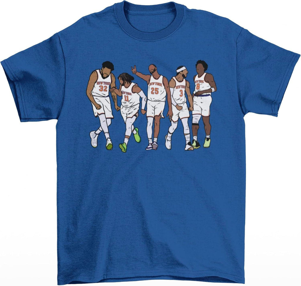Ny Basketball Starting Brunson Towns Bridges Hart Anunoby Retro Tee (2)