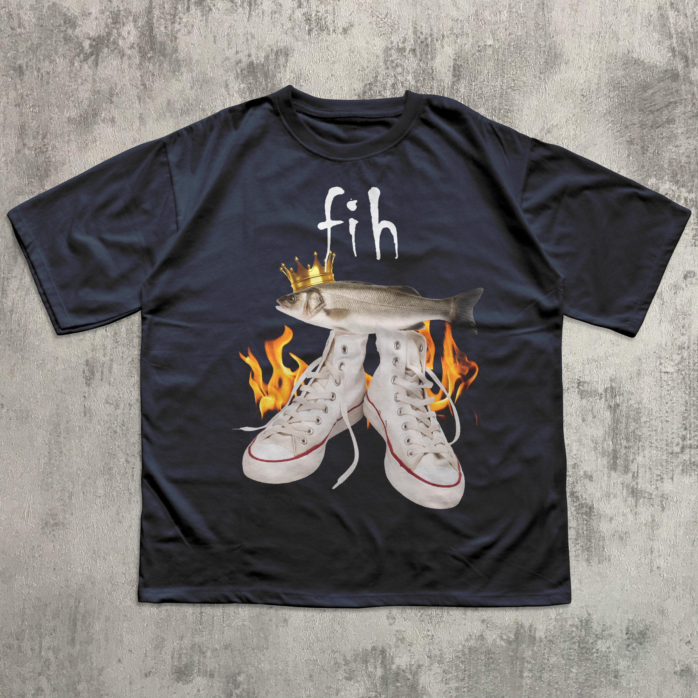Fih Meme Fish Unhinged Clothes Ironic Tees Stupid Weird Tee Brainro Silly Cringy (2)