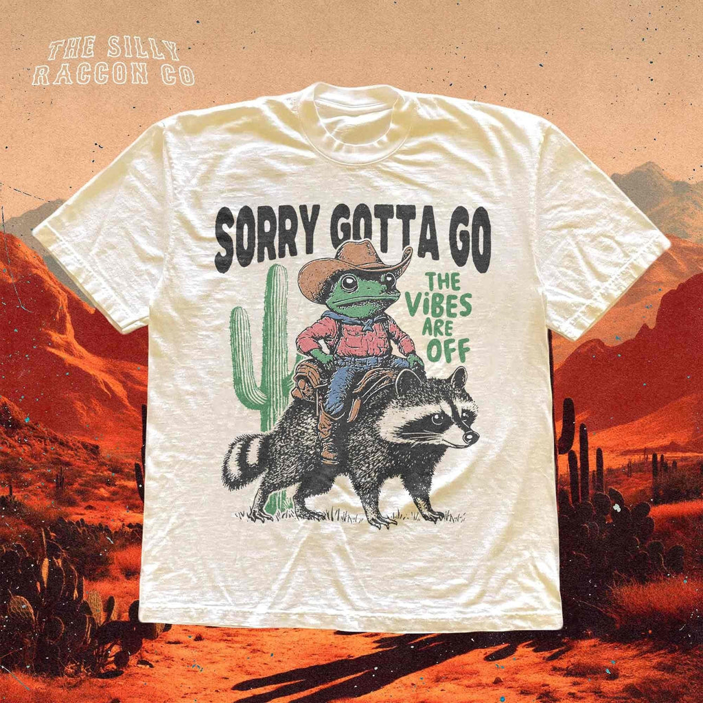 Cowboy Frog Riding Raccoon Off Weird Tee Vintage Western Tee Sarcastic Wild West Animal Lover (2)