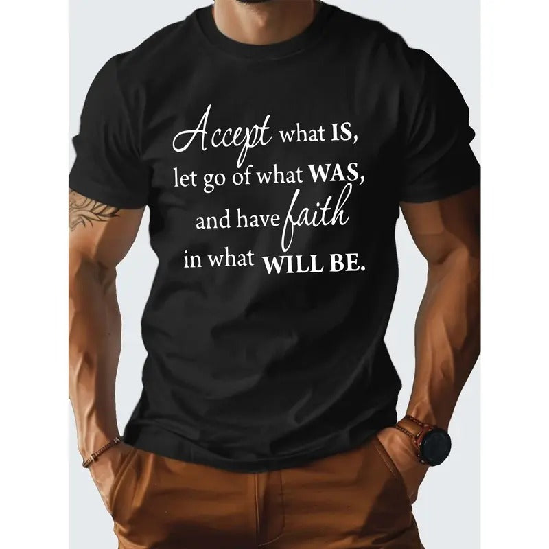 1 pc, 100% cotton T-shirt, ACCEPT WHAT IS Pure Cotton Men's Tshirt Comfort Fit Made in USA Hoodie, Sweatshirt
