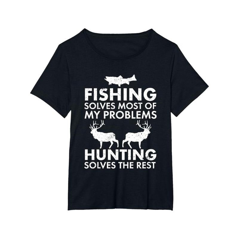 1 pc, 100% cotton T-shirt, Fun fishing and hunting gift Christmas Humor Hunter Cool T-shirt Made in USA Hoodie, Sweatshirt