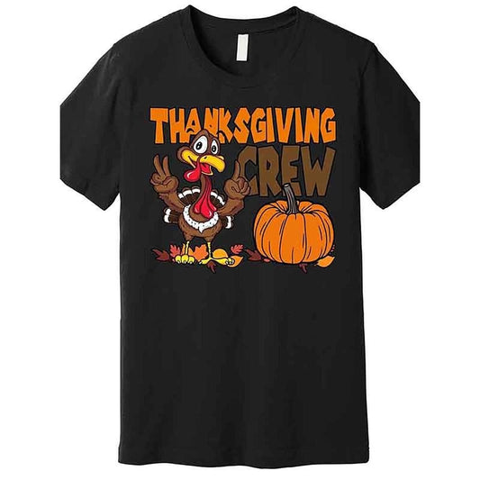 1 pc, 100% cotton T-shirt, Thanksgiving Crew Funny Turkey Fall Quality T-shirt Funny Men Short sleeve graphic T-shirt made in usa