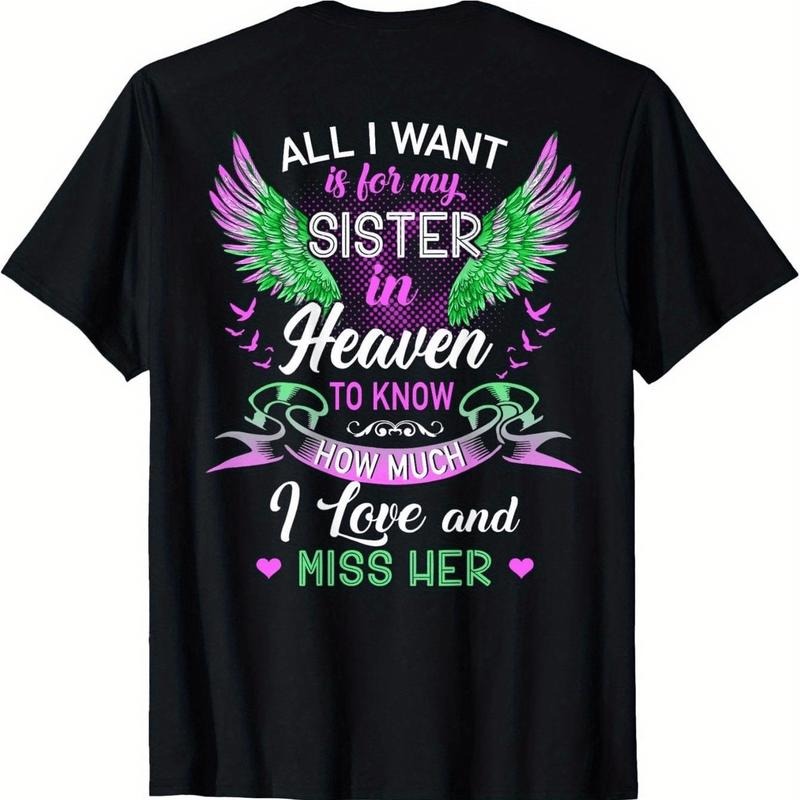[100% Cotton] All I Want Is My Sister In Heaven Love Miss Her Angel Wings T-Shirt Hoodie, Sweatshirt | HypeDripTees.com
