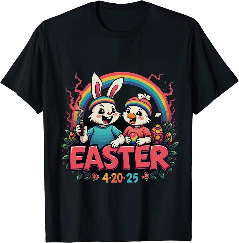 [100% Cotton] Aristocratic Easter 4 20 25 Bunny T - Shirt With Duck And Rainbow Hoodie, Sweatshirt | HypeDripTees.com