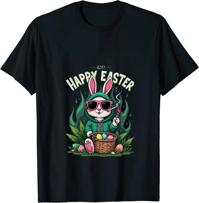 [100% Cotton] Art Deco Twist Happy Easter 420 T - Shirt With Bunny And Basket Hoodie, Sweatshirt | HypeDripTees.com