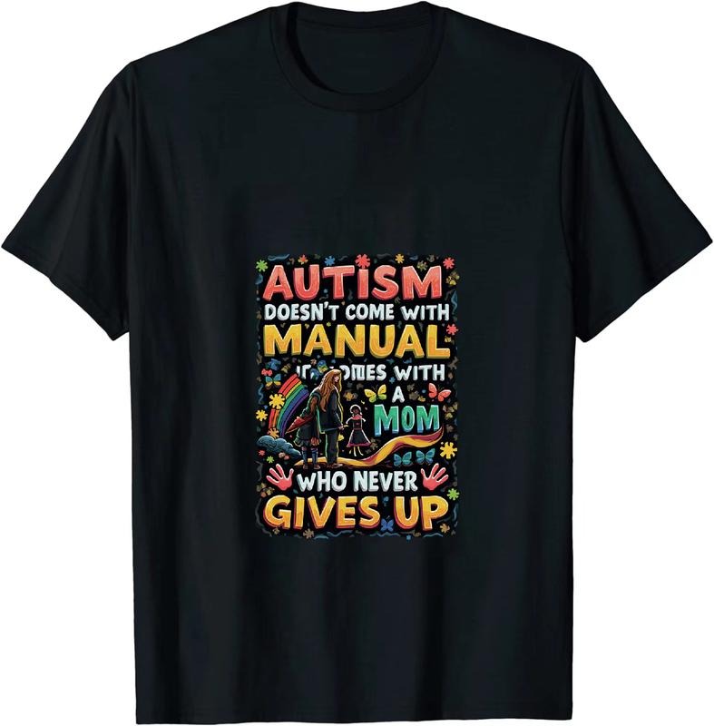 [100% Cotton] Autism Awareness Mom Never Gives Up Colorful Design T-Shirt Hoodie, Sweatshirt | HypeDripTees.com