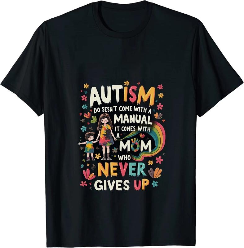 [100% Cotton] Autism Mom Never Gives Up Inspirational Rainbow T-Shirt For Special Kids And Parents Hoodie, Sweatshirt