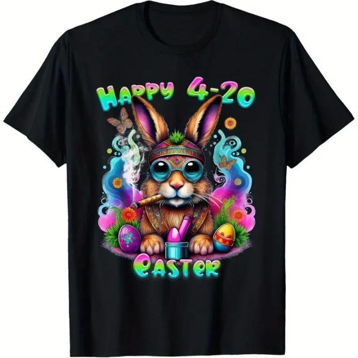 [100% Cotton] Baroque Elegance Happy Easter 420 Bunny T - Shirt With Green Accents Hoodie, Sweatshirt | HypeDripTees.com