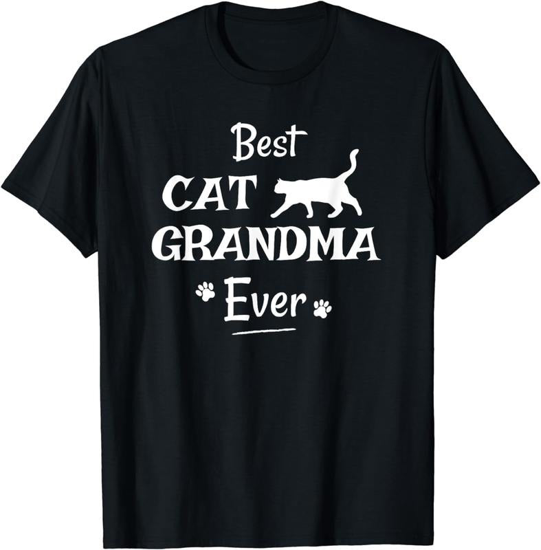 [100% Cotton] Best Cat Grandma Ever Cute Paw Print Design T-Shirt For Animal Lovers