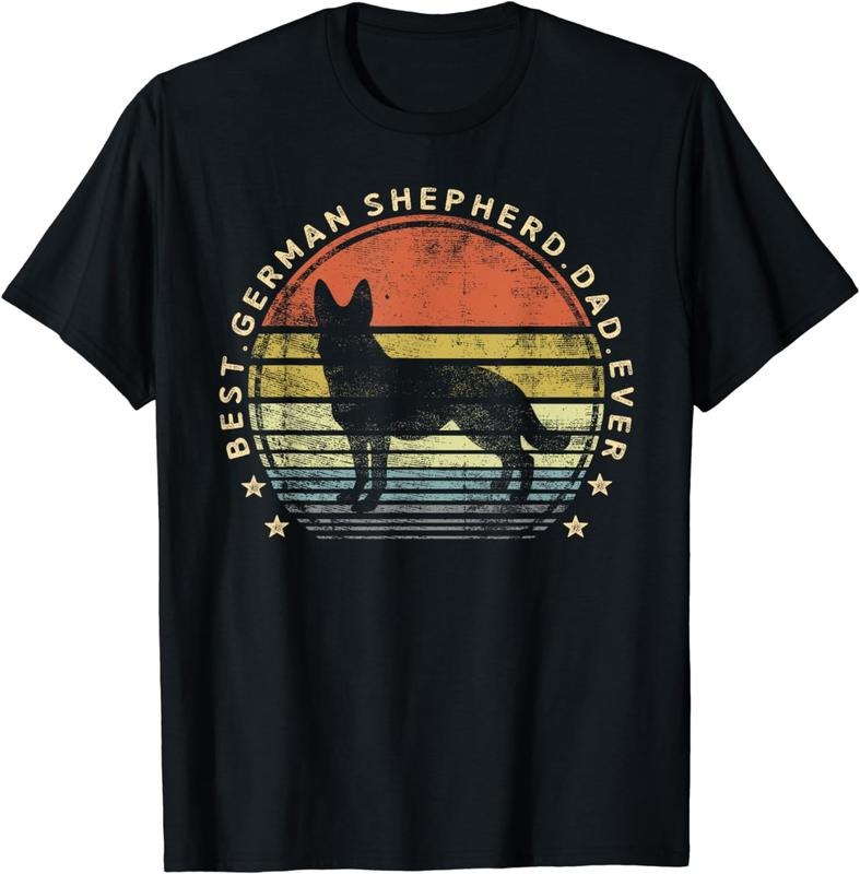 [100% Cotton] Best German Shepherd Dad Ever Cool Retro Graphic T-Shirt For Dog Lovers Hoodie, Sweatshirt | HypeDripTees.com