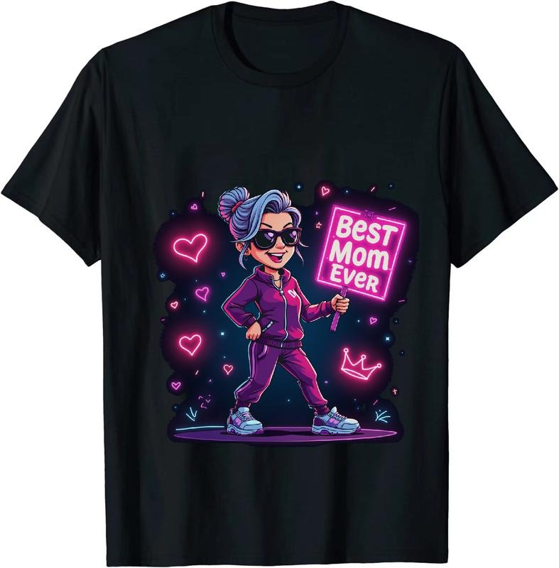 [100% Cotton] Best Mom Ever Gray Hair Purple Tracksuit Cute Cartoon T-Shirt Hoodie, Sweatshirt | HypeDripTees.com