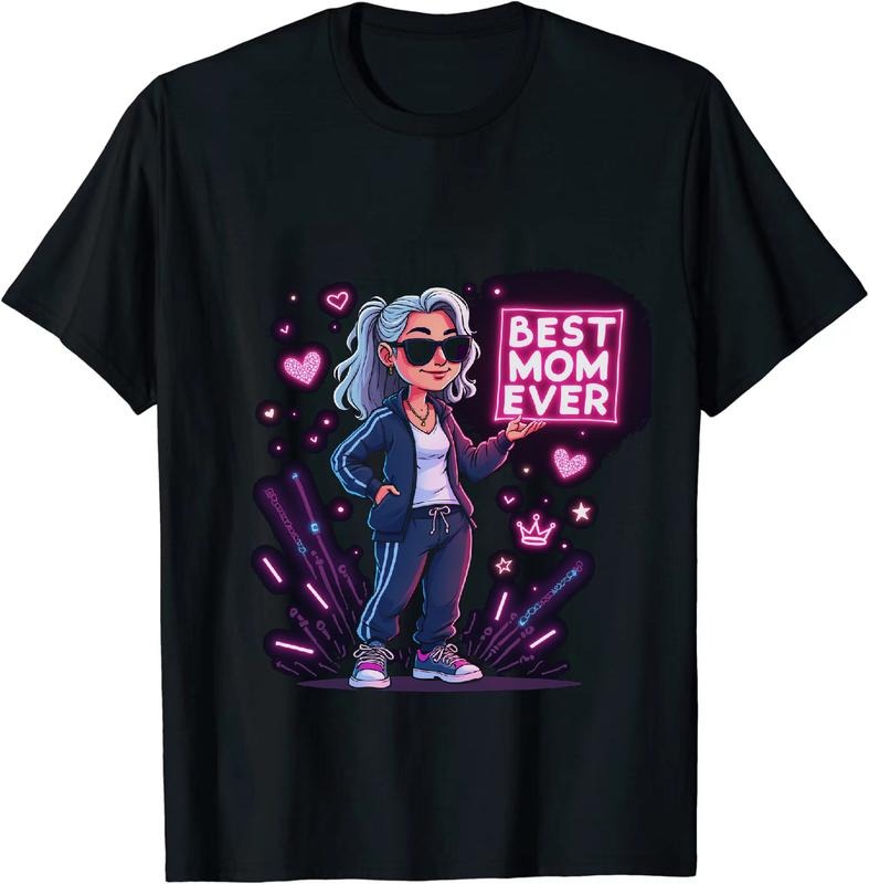 [100% Cotton] Best Mom Ever Neon Sign Cartoon Character Graphic T-Shirt Hoodie, Sweatshirt | HypeDripTees.com