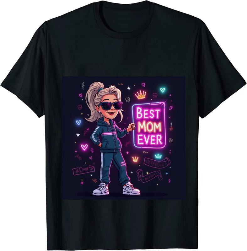[100% Cotton] Best Mom Ever Neon Sign Cartoon Character T-Shirt Hoodie, Sweatshirt | HypeDripTees.com