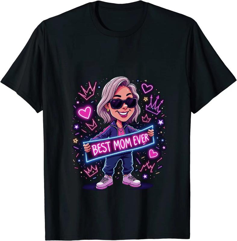 [100% Cotton] Best Mom Ever Neon Sign Cartoon Retro Style T-Shirt Hoodie, Sweatshirt | HypeDripTees.com