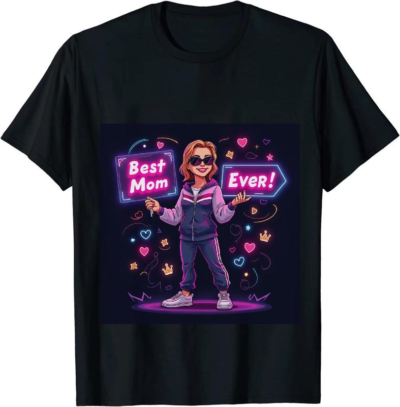 [100% Cotton] Best Mom Ever Neon Sign Cool Graphic T-Shirt For Women Hoodie, Sweatshirt | HypeDripTees.com