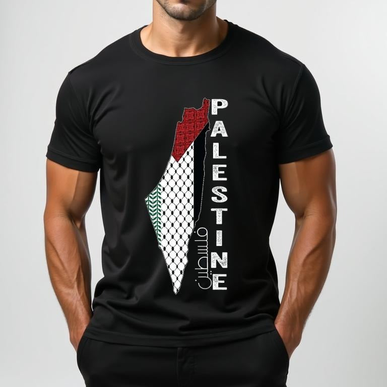 [100% Cotton] Black Palestine Flag October Freedom Support T-Shirt With Bold Design Hoodie, Sweatshirt | HypeDripTees.com