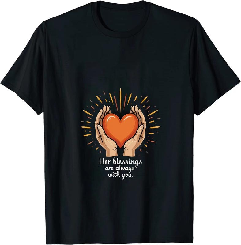 [100% Cotton] Black T-Shirt With Orange Heart Held By Hands And Blessing Message Design Hoodie, Sweatshirt | HypeDripTees.com