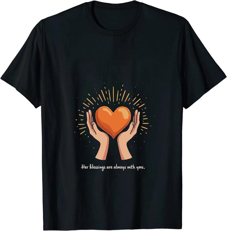[100% Cotton] Black T-Shirt With Orange Heart In Hands And Radiant Light Design Hoodie, Sweatshirt | HypeDripTees.com