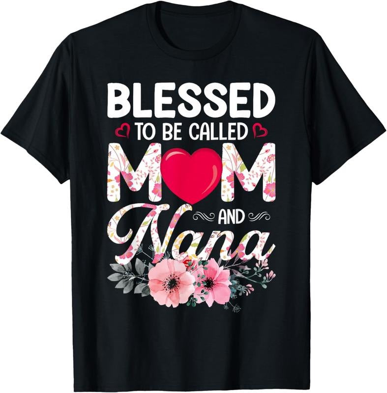[100% Cotton] Blessed To Be Called Mom And Nana Floral Heart Design T-Shirt Hoodie, Sweatshirt | HypeDripTees.com