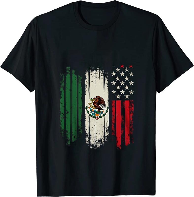 [100% Cotton] Bold Mexican American Flag Fusion Patriotic T-Shirt Design For Proud Heritage Hoodie, Sweatshirt