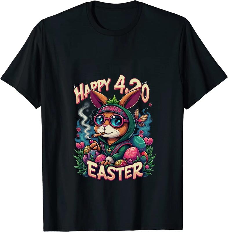 [100% Cotton] Business Magnate Happy 4 - 20 Easter Bunny T - Shirt With Egg Motifs Hoodie, Sweatshirt | HypeDripTees.com