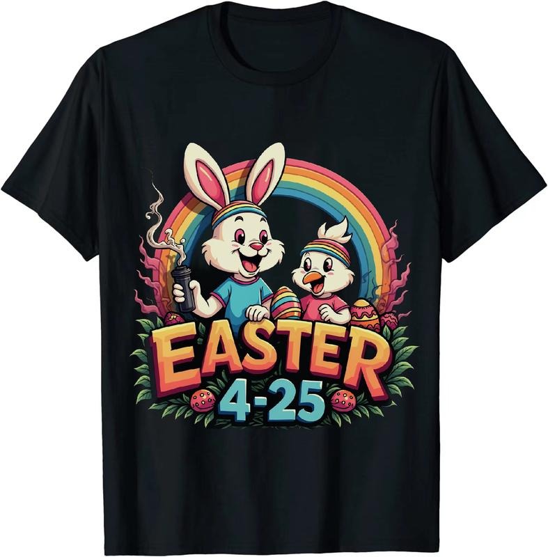 [100% Cotton] Classy Easter 4 20 25 Bunny T - Shirt With Duck And Rainbow Hoodie, Sweatshirt | HypeDripTees.com