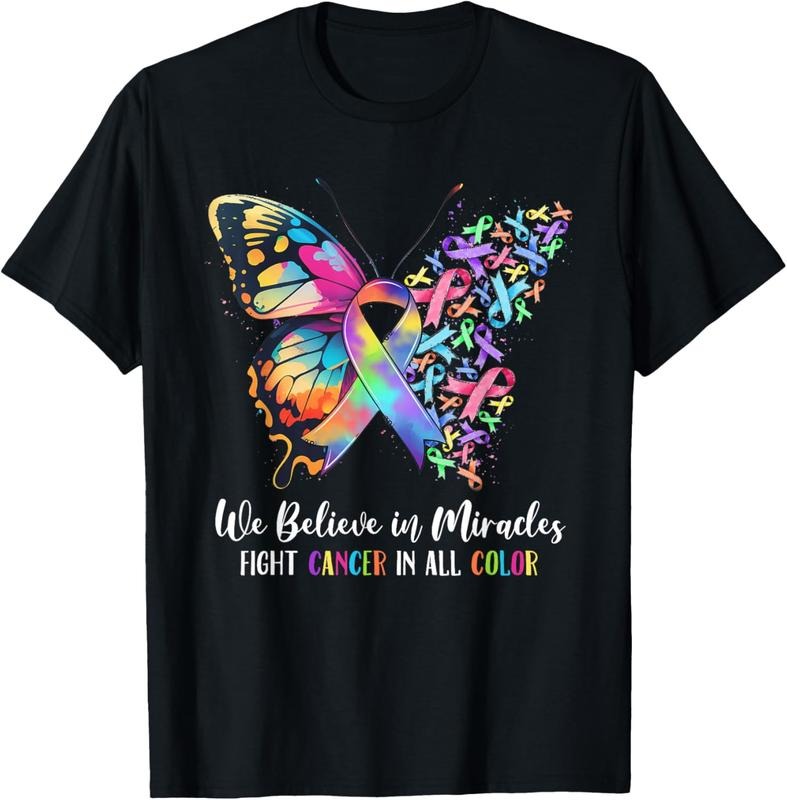[100% Cotton] Colorful Butterfly Ribbon Fight Cancer Awareness Hope T-Shirt Design Hoodie, Sweatshirt | HypeDripTees.com