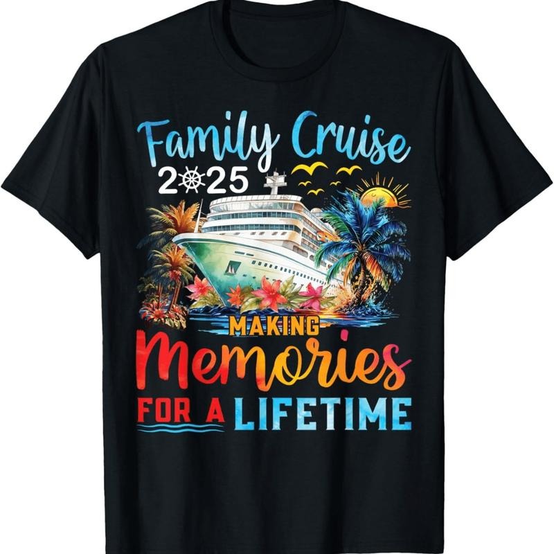 [100% Cotton] Colorful Cruise Ship Tropical Vacation Family Memory 2025 T-Shirt Hoodie, Sweatshirt | HypeDripTees.com