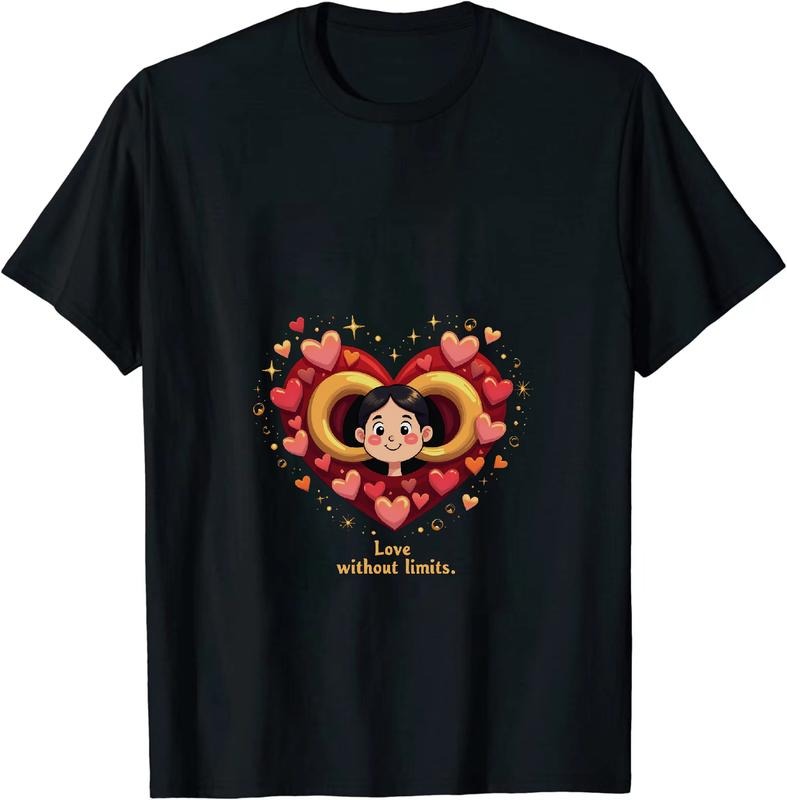 [100% Cotton] Colorful Heart Love Without Limits Cartoon Character Graphic T-Shirt Hoodie, Sweatshirt | HypeDripTees.com