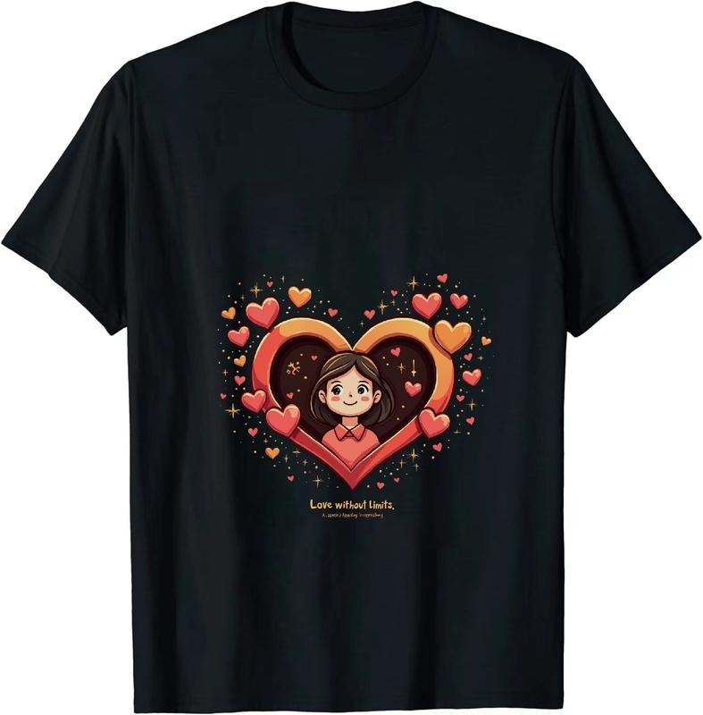 [100% Cotton] Colorful Heart Love Without Limits Girl Graphic T-Shirt Hoodie, Sweatshirt | HypeDripTees.com