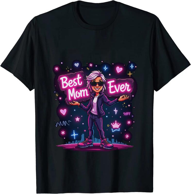 [100% Cotton] Cool Cartoon Character With Sunglasses Best Mom Ever Graphic T-Shirt Hoodie, Sweatshirt | HypeDripTees.com
