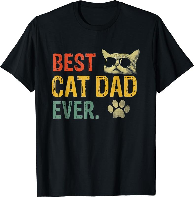 [100% Cotton] Cool Cat Dad With Sunglasses Vintage Style T-Shirt For Pet Lovers Hoodie, Sweatshirt | HypeDripTees.com